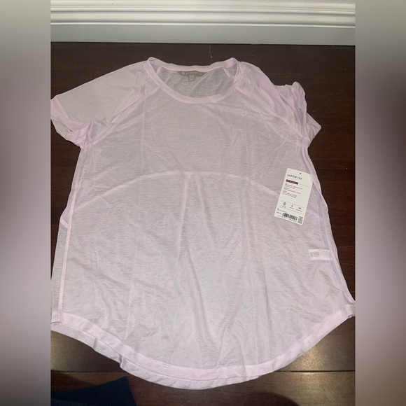 NWT ATHLETA pink Short sleeved women’s vapor top size large - Picture 1 of 7
